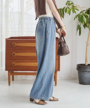 WEGO 【ANGIE VINTAGE】デニムイージーパンツ サックス