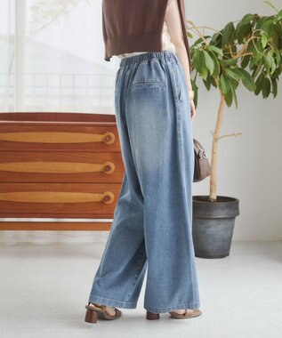 WEGO 【ANGIE VINTAGE】デニムイージーパンツ サックス