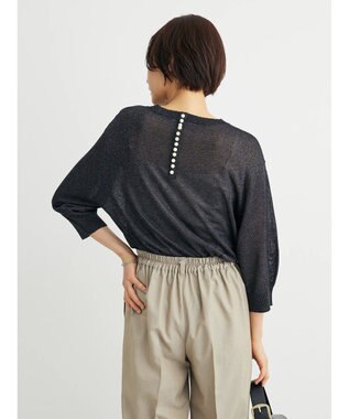 Green Parks ・ＥＬＥＮＣＡＲＥ　ＤＵＥバックパールシアー５分ニット Black