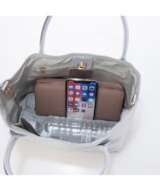 UNBILLION ペルケ perche / 牛革ドット刺繍2wayトートS ライトシルバー