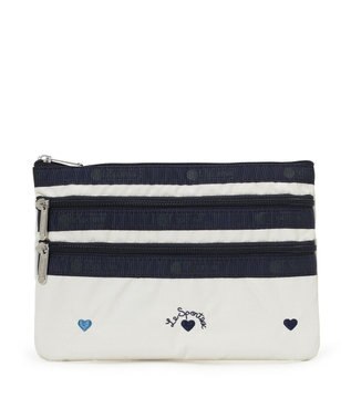 LeSportsac 3ZIP COSMETIC/トリコロールハートエンブロイダリー トリコロールハートエンブロイダリー