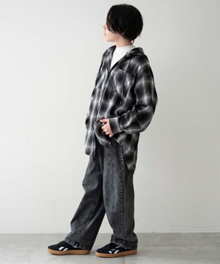 WEGO 【KIDS/150cm/160cm/ウエストゴム】イージー3Dバレルレッグデニムパンツ（JUNIOR） デニムブラックソノタ