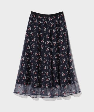 GRACE CONTINENTAL マリンembフレアスカート ネイビー