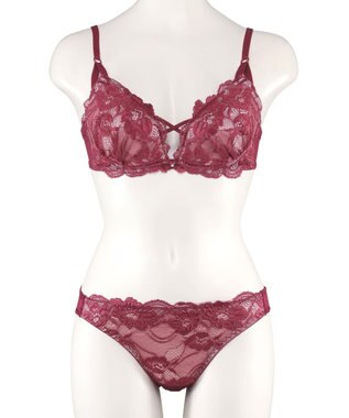San-ai Resort（三愛水着楽園） 【WEB限定】【プチプラブラセット】純欲カラーヌーディーレーシーストリングブラ＆ショーツセット 【northerly】 ボルドー