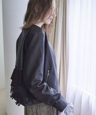 YECCA VECCA バックフリルライダースジャケット Black