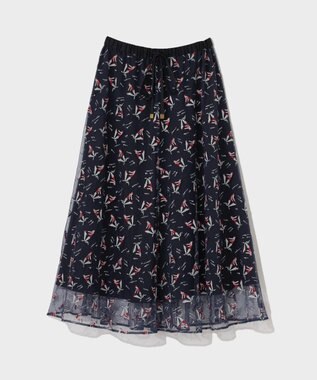 GRACE CONTINENTAL マリンembフレアスカート ネイビー