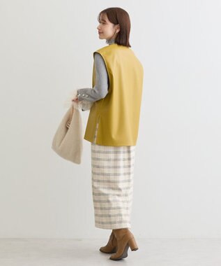 Green Parks フェイクレザーＶネックベスト Lime Green