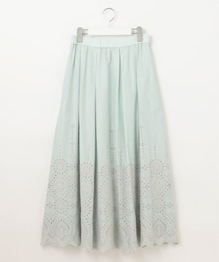 自由区 S 【カタログ掲載・洗える】エンブロイダリーローン スカート アクア×ベージュ