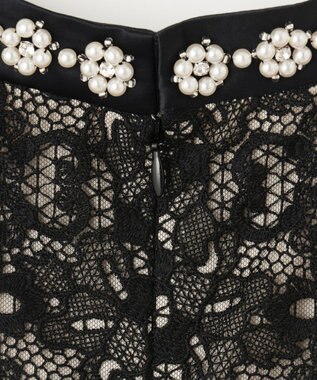 GRACE CONTINENTAL ビジュー衿レースドレス ベージュ