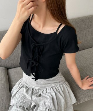 WEGO キャミドッキングカーデトップス ブラック