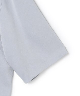 BEIGE， 【洗える・Precious 11月号掲載】LLOYD / ハンマーサテンロールカラー半袖ブラウス Dull Blue