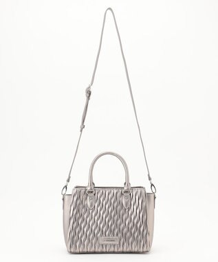 LA BAGAGERIE ランダムプリーツ2WAYハンドバッグ ガンメタリック