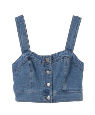 earth music&ecology フロントボタンデニムビスチェ Indigo