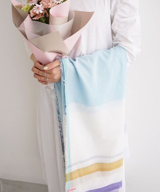 POLS 播州織 極細コットンストール アイスブルー