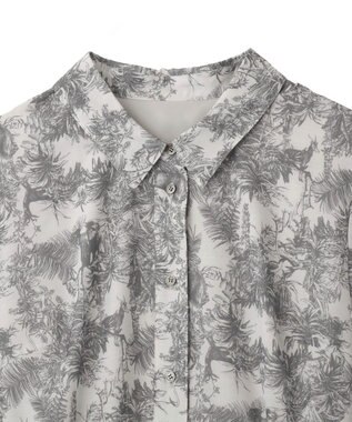 YECCA VECCA サファリ柄フレアシャツワンピース Off White