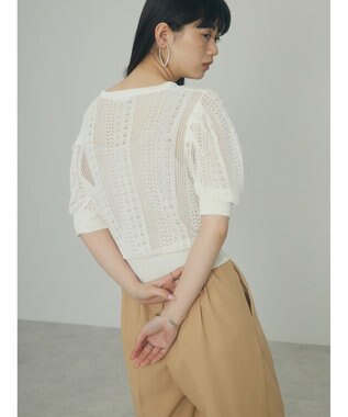 Green Parks ａ．透かし柄ニットプルオーバー Off White