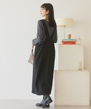 AMERICAN HOLIC イージーケアWクロスIラインワンピース Black