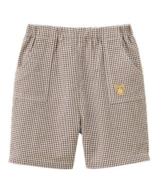 MIKI HOUSE HOT BISCUITS 【80-120cm】サッカー素材 5分丈パンツ ダークブラウン