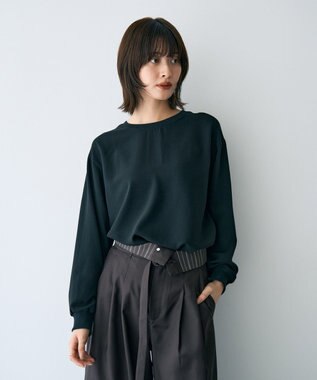 YECCA VECCA リブMIXジョーゼットブラウス Off White