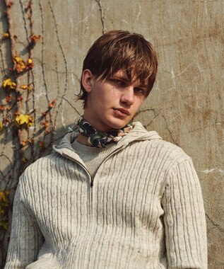 【オリジナルオーガニックコットン使用/サスティナブル】JOE COTTONケーブル ニットパーカー