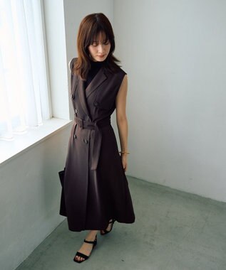 YECCA VECCA 【UVカット/接触冷感】トレンチジレワンピース Brown