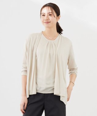 J.PRESS LADIES セルロースジャージー ミディ丈 カーディガン ベージュ系