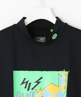 PW CIRCULUS 【UV遮蔽率99% UVカット / 速乾 / ストレッチ】【GOLF OUT掲載】【MEN】アニマルグラフィックモックネックT ゴルフ ブラック系