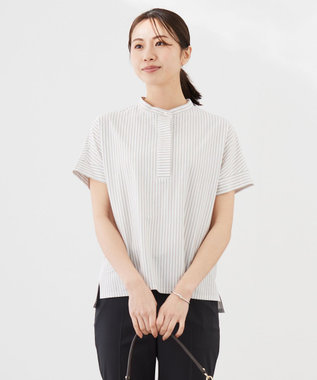 J.PRESS LADIES L ストライプジャージー ドルマンスリーブ カットソー ブラウン系1