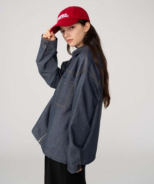 WEGO 【ユニセックス着用ITEM/MLサイズ展開】カラーステッチシャツジャケット ブルーその他