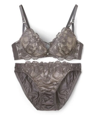 San-ai Resort（三愛水着楽園） 【WEB限定】【プチプラブラセット】純欲カラーヌーディーレーシーストリングブラ＆ショーツセット 【northerly】 Nグレー
