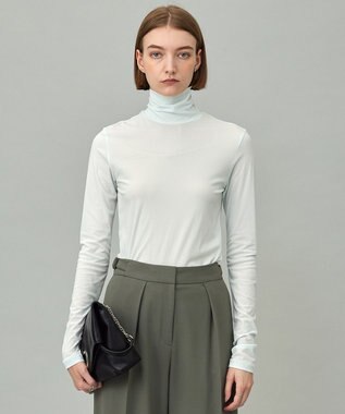 【洗える】 パウダリーチュール ハイネックトップス