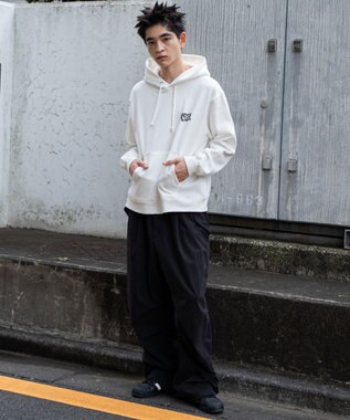 WEGO 【裏起毛/ユニセックス着用ITEM】リラックスフィットグラフィックパーカー ホワイト