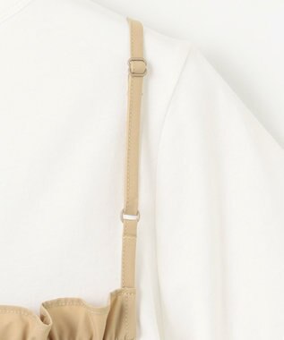 Feroux 【洗える】レイヤード風 ギャザーワンピース ベージュ系