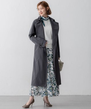 23区 ニュアンスフラワー プリント シルク スカーフ ダークグリーンプリント