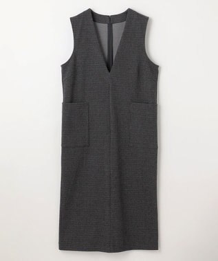 ANY ラメチェックジャガードワンピース チャコール×ブラック