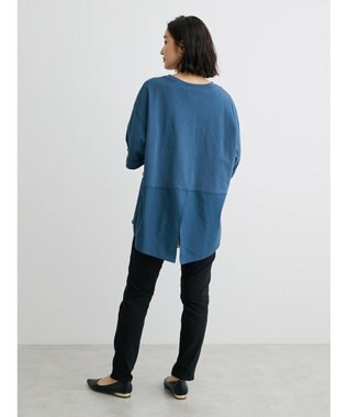 Green Parks ５分袖ドッキングバックスリットチュニック Blue