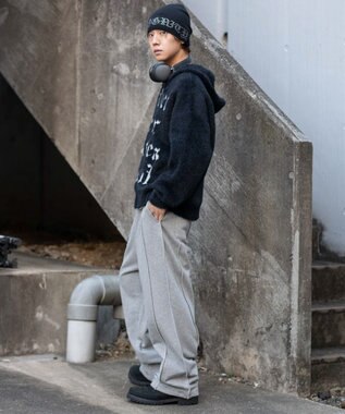 WEGO 【ユニセックス着用ITEM/ウエストゴム】スウィッチングスウェットパンツ 杢グレー