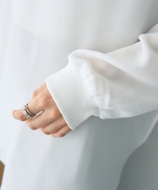 YECCA VECCA リブMIXジョーゼットブラウス Off White