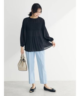 Green Parks マジョリカプリーツブラウス Black