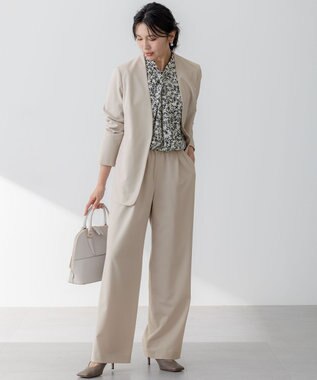 23区 L 【セットアップ対応/洗える】2WAYストレッチツイル ワイドパンツ ベージュ系