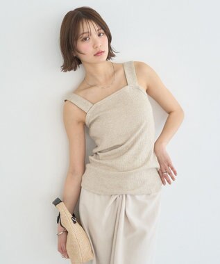 earth music&ecology チェーンリブラメカットタンクトップ Beige