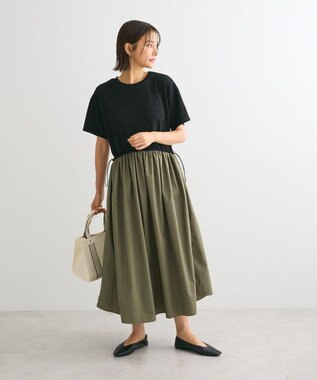 Green Parks ドロストドッキングワンピース Black