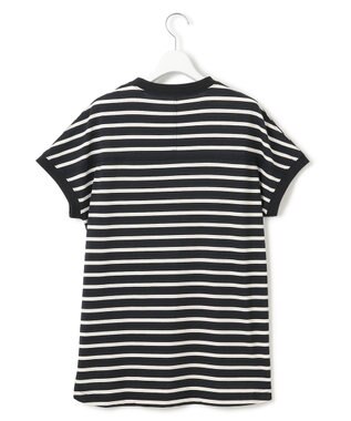 J.PRESS YORK STREET 【WOMEN】ボーダーキャップスリーブ Tシャツ ブラック系1