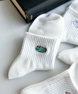 WEGO アニマル刺繍アンクル底パイルソックス 柄4