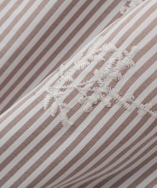 YECCA VECCA ストライプ柄フラワー刺繍ワンピース Beige