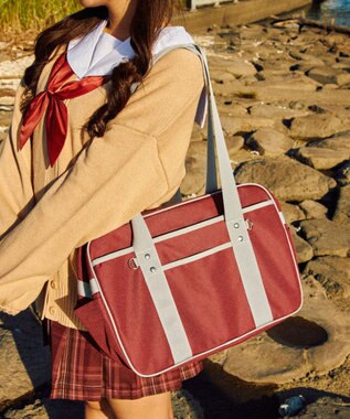 WEGO 【SCHOOLITEM】カラフルスクールバッグ ワイン