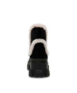 STEVE MADDEN TOWNSHIP 厚底サイドゴアムートンブーツ ブラックスエード