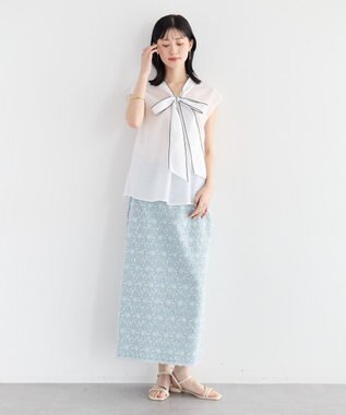 YECCA VECCA シアーボウタイブラウス Off White