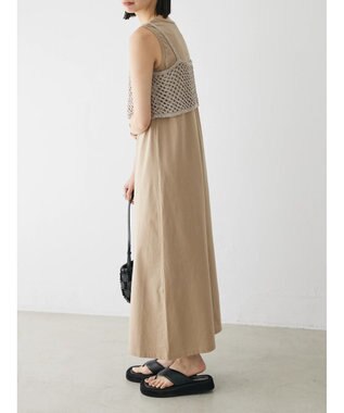 Green Parks ニットビスチェ付きカットソーワンピース Beige