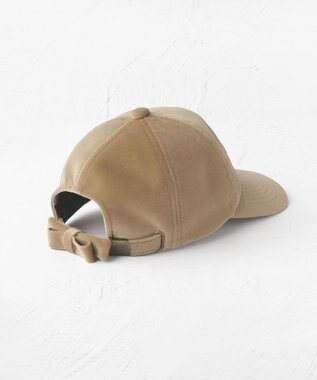 TOCCA 【防臭・吸水速乾・UVカット・サイズ調整可・リボン取り外し可】VELVET LOGOCAP キャップ ベージュ系